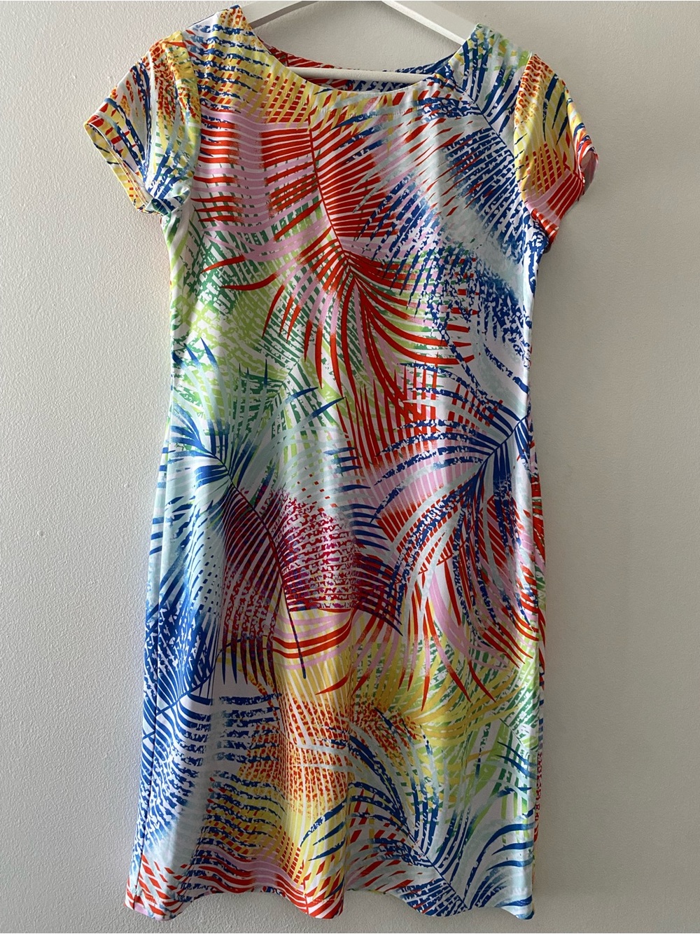 Cappagallo Colorful Tropical Print Short Sleeve Dress